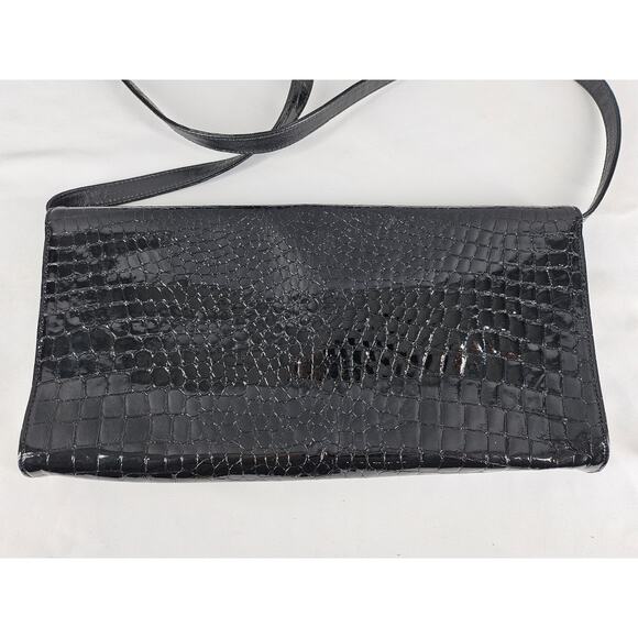 CARLOS FALCHI VINTAGE RARE BLACK CROC HANDBAG W/ SNAP CLOSURE 12.5" L X 6" H - Picture 2 of 14